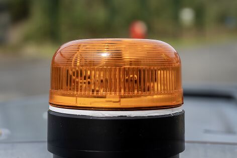 Close-up of the optional orange beacon that can be added atop the Shark Spike for visibility.