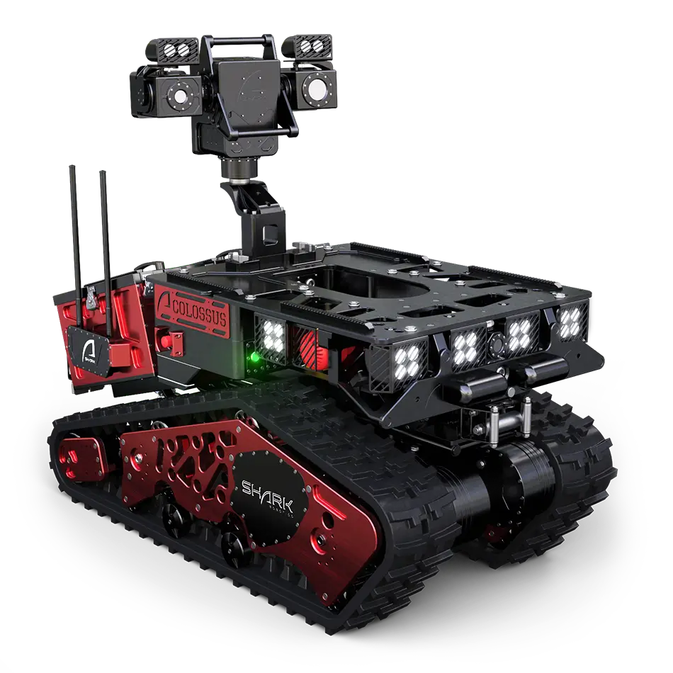 Colossus robot with dual video turret: HD zoom and thermal camera