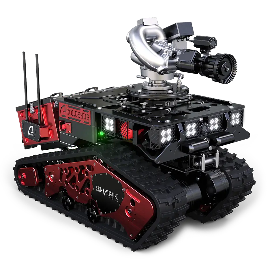 Colossus robot with water cannon module